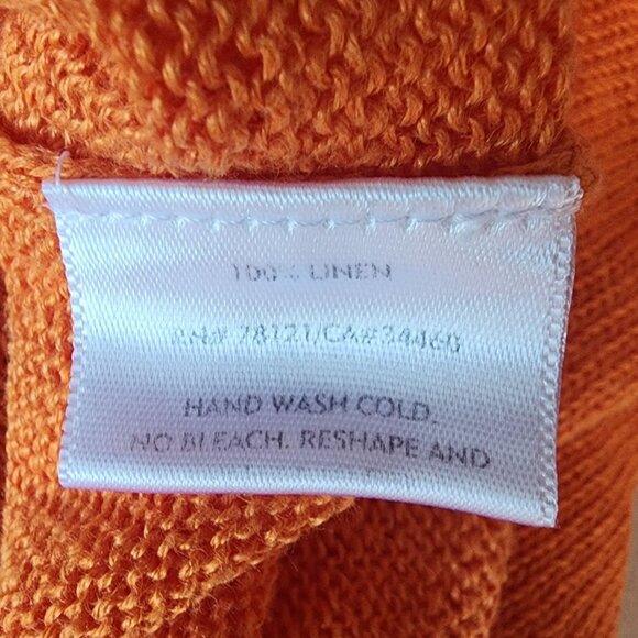 Eileen Fisher Womens Medium Sweater Linen Lightweight Orange Long Sleeve Preppy - Picture 10 of 11